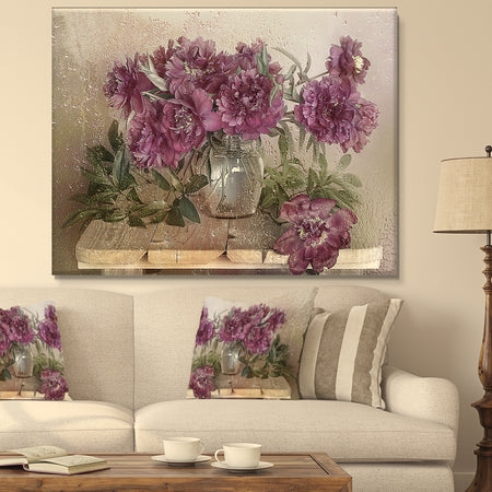 Bouquet of Pink Peonies - Floral Canvas Art Print
