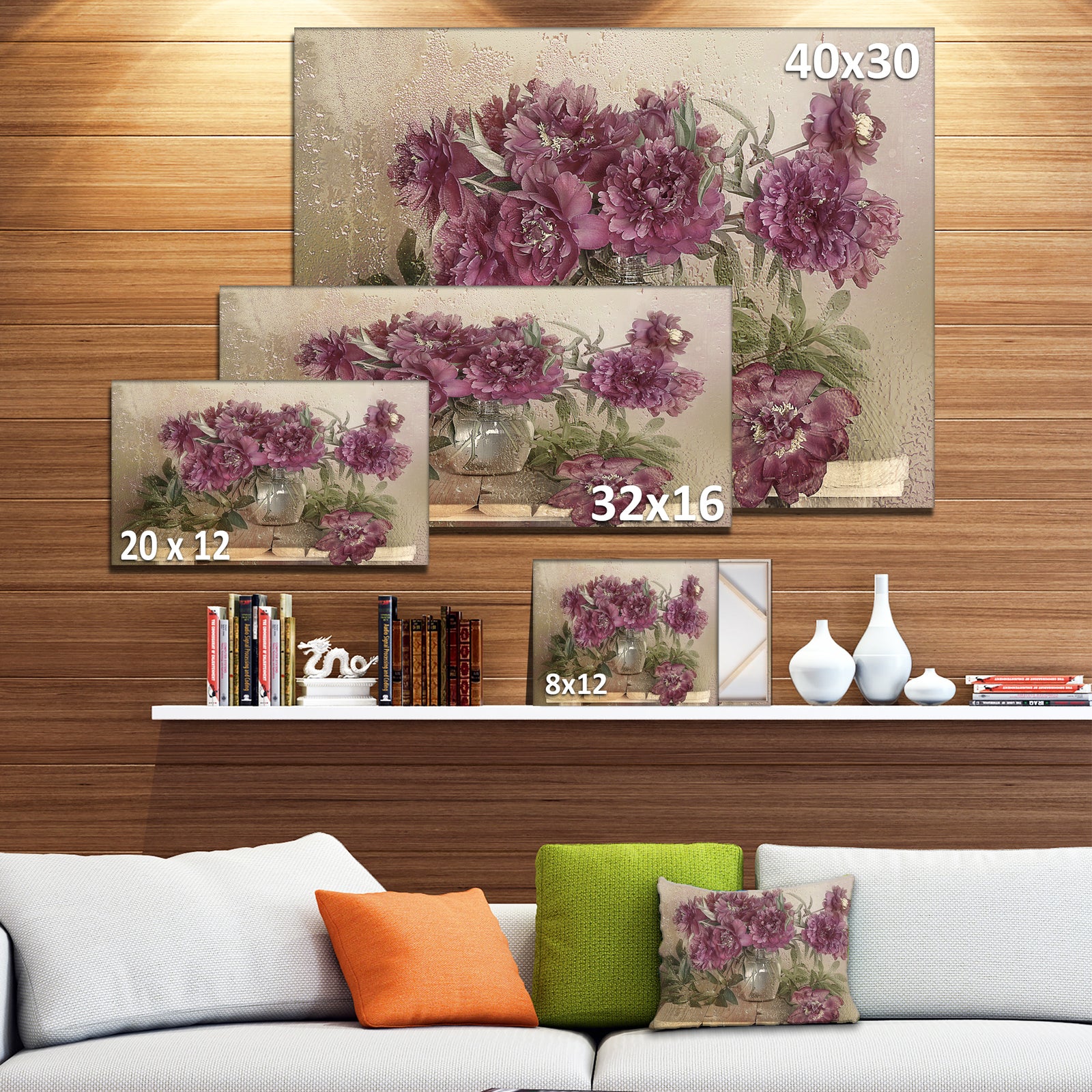 Bouquet of Pink Peonies - Floral Canvas Art Print