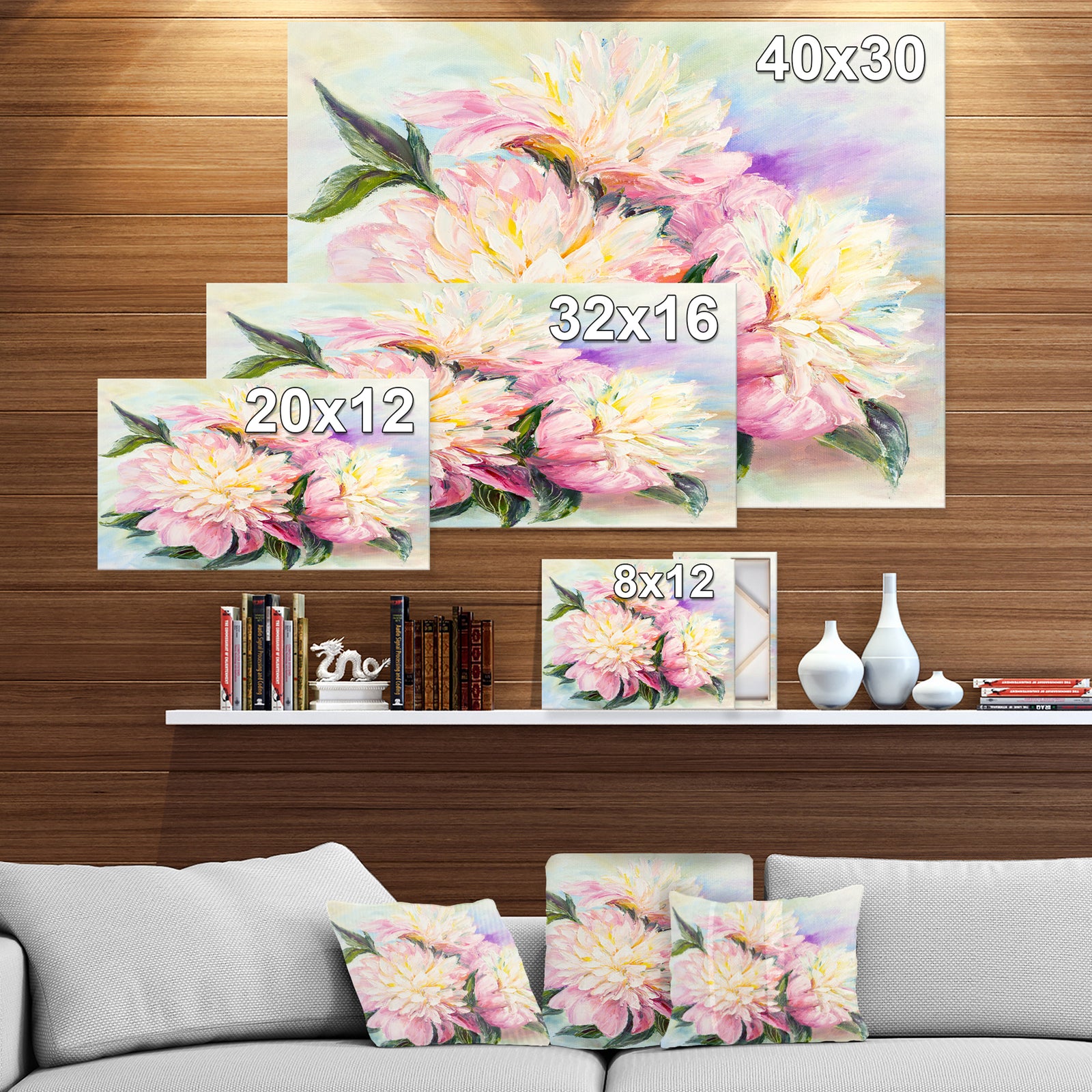 Blooming Pink Peonies - Floral Canvas Art Print