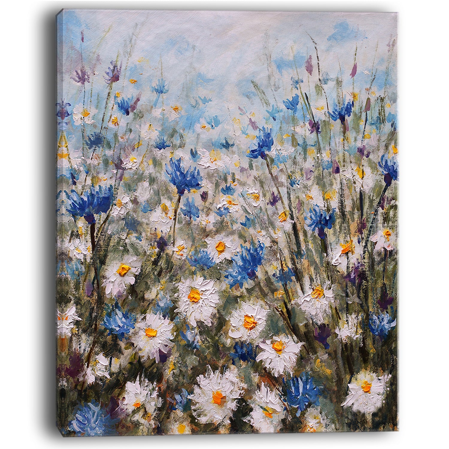 Glade of Cornflowers and Daisies - Floral Canvas Art Print
