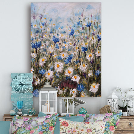 Glade of Cornflowers and Daisies - Floral Canvas Art Print
