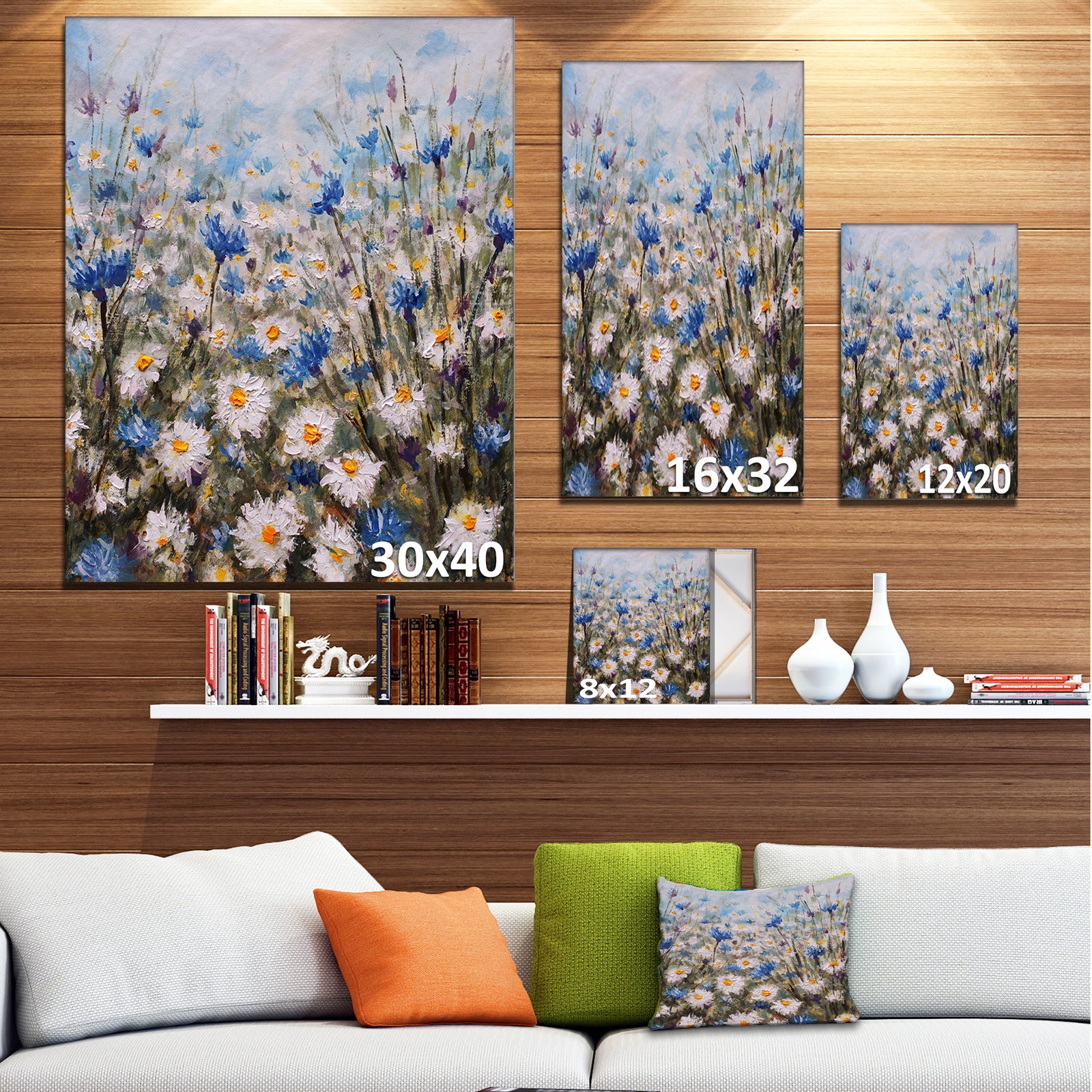 Glade of Cornflowers and Daisies - Floral Canvas Art Print