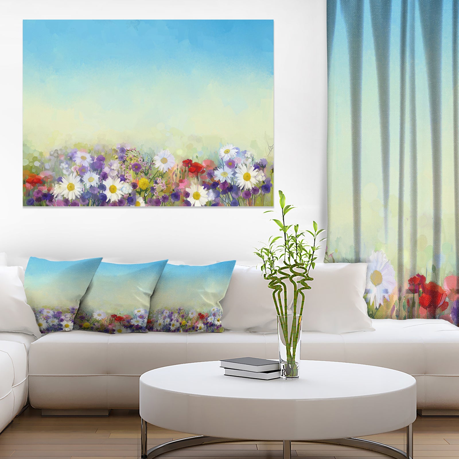Soft Flowers in Spring Background - Large Floral Wall Art Canvas