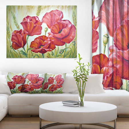 Poppies in Wheat - Large Floral Wall Art Canvas