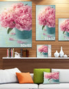 Pink Peony Flowers in Vase - Large Floral Wall Art Canvas