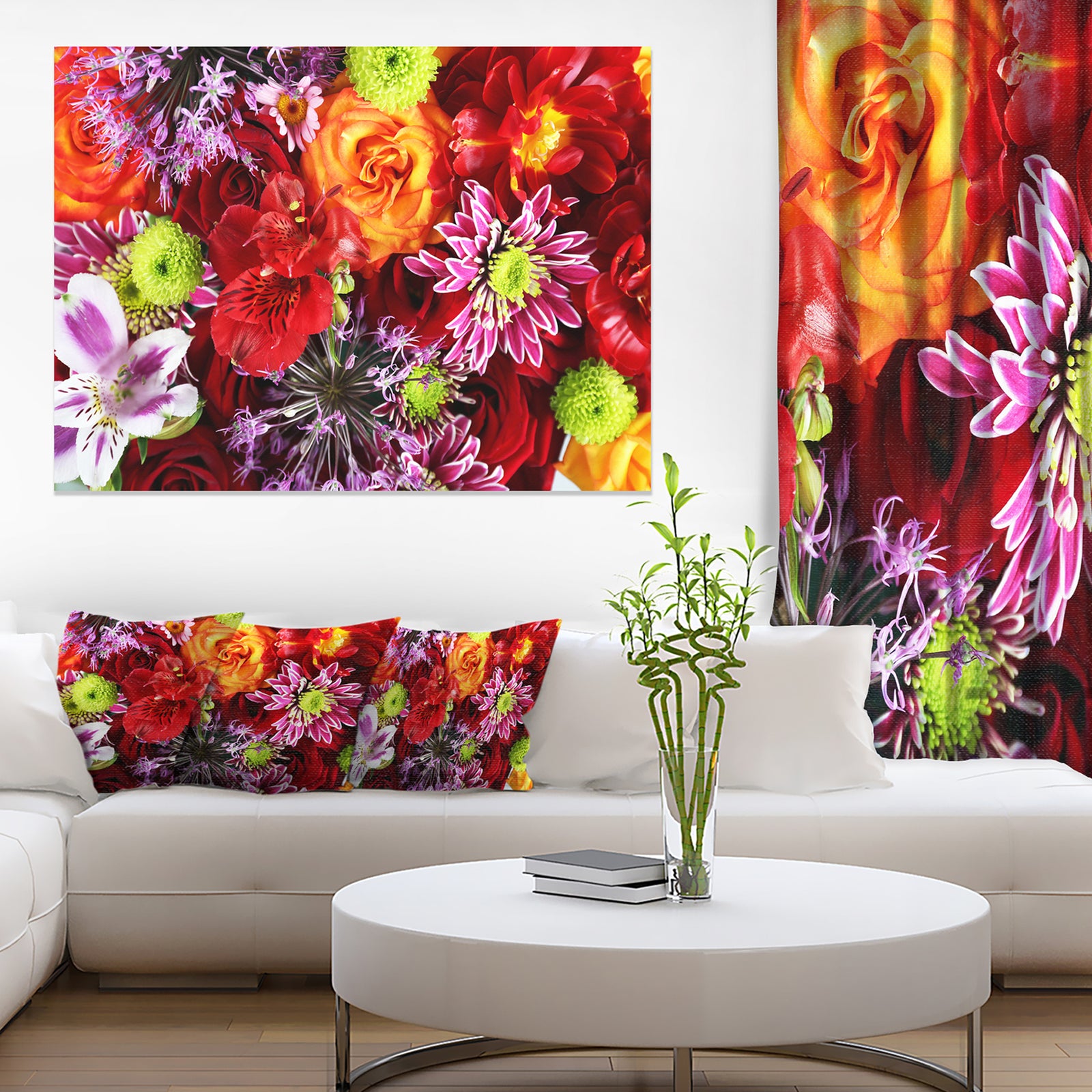 Colorful Flowers Background - Large Floral Wall Art Canvas