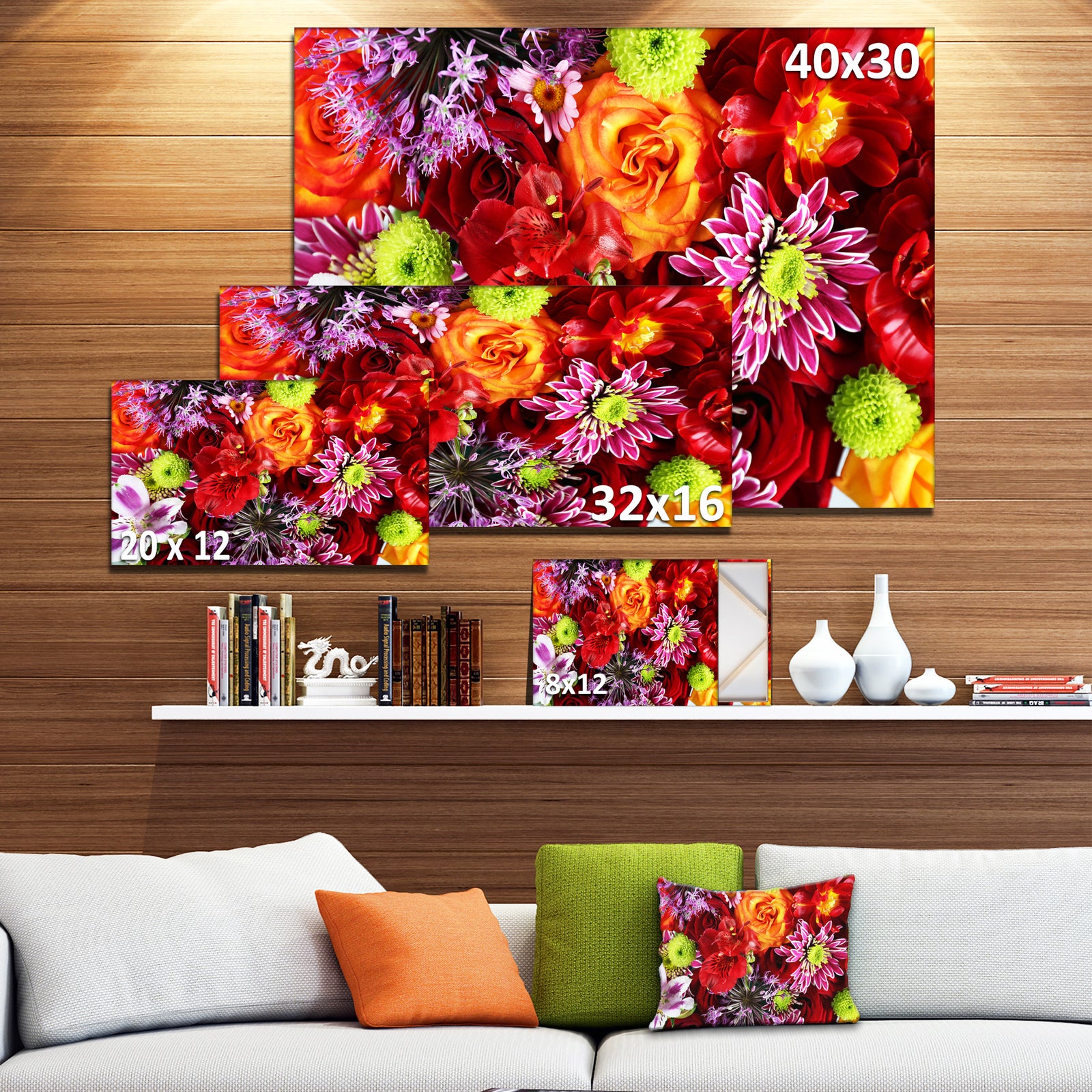 Colorful Flowers Background - Large Floral Wall Art Canvas