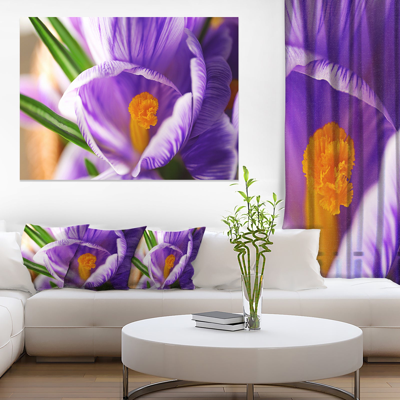 Blooming Crocus Flower - Large Floral Wall Art Canvas