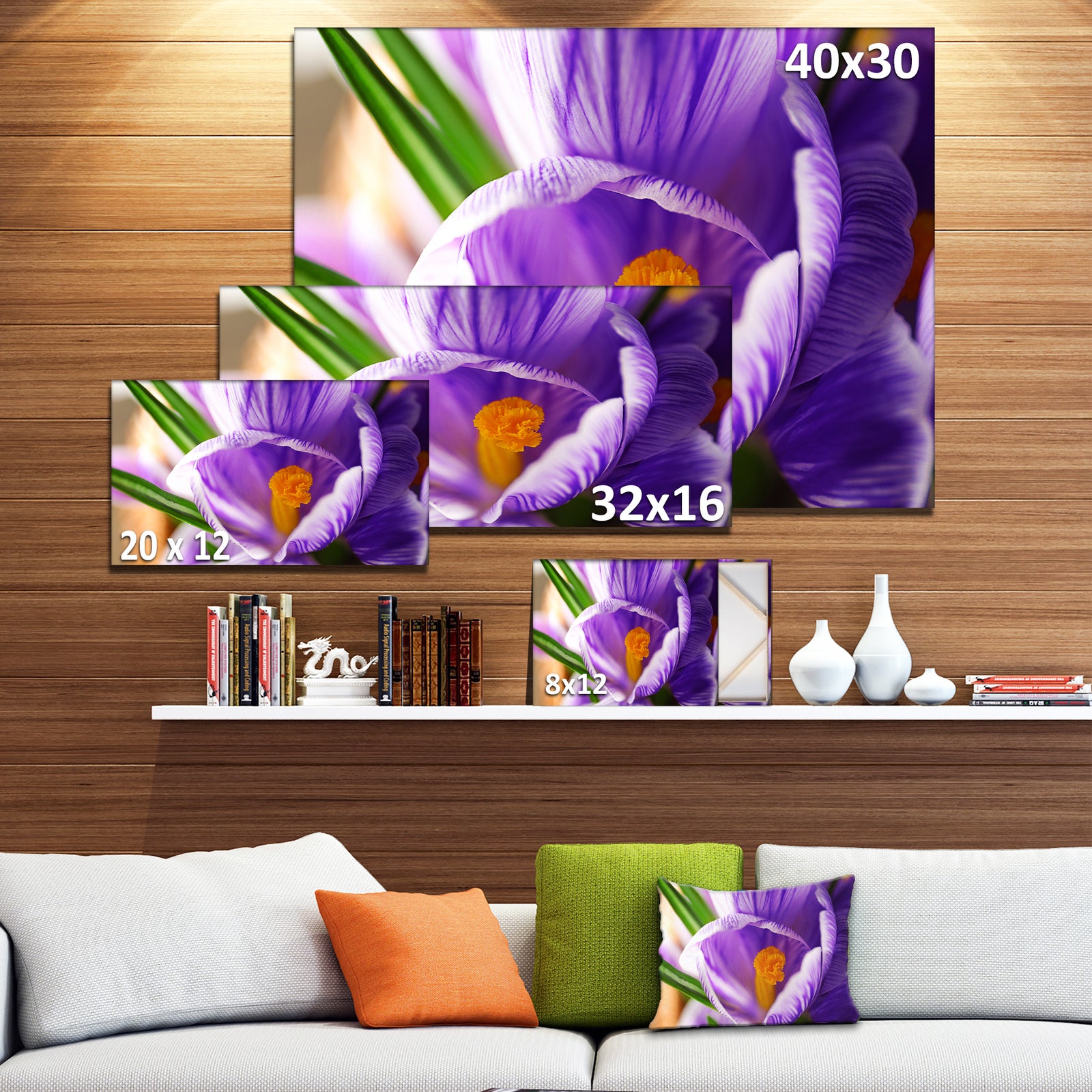 Blooming Crocus Flower - Large Floral Wall Art Canvas