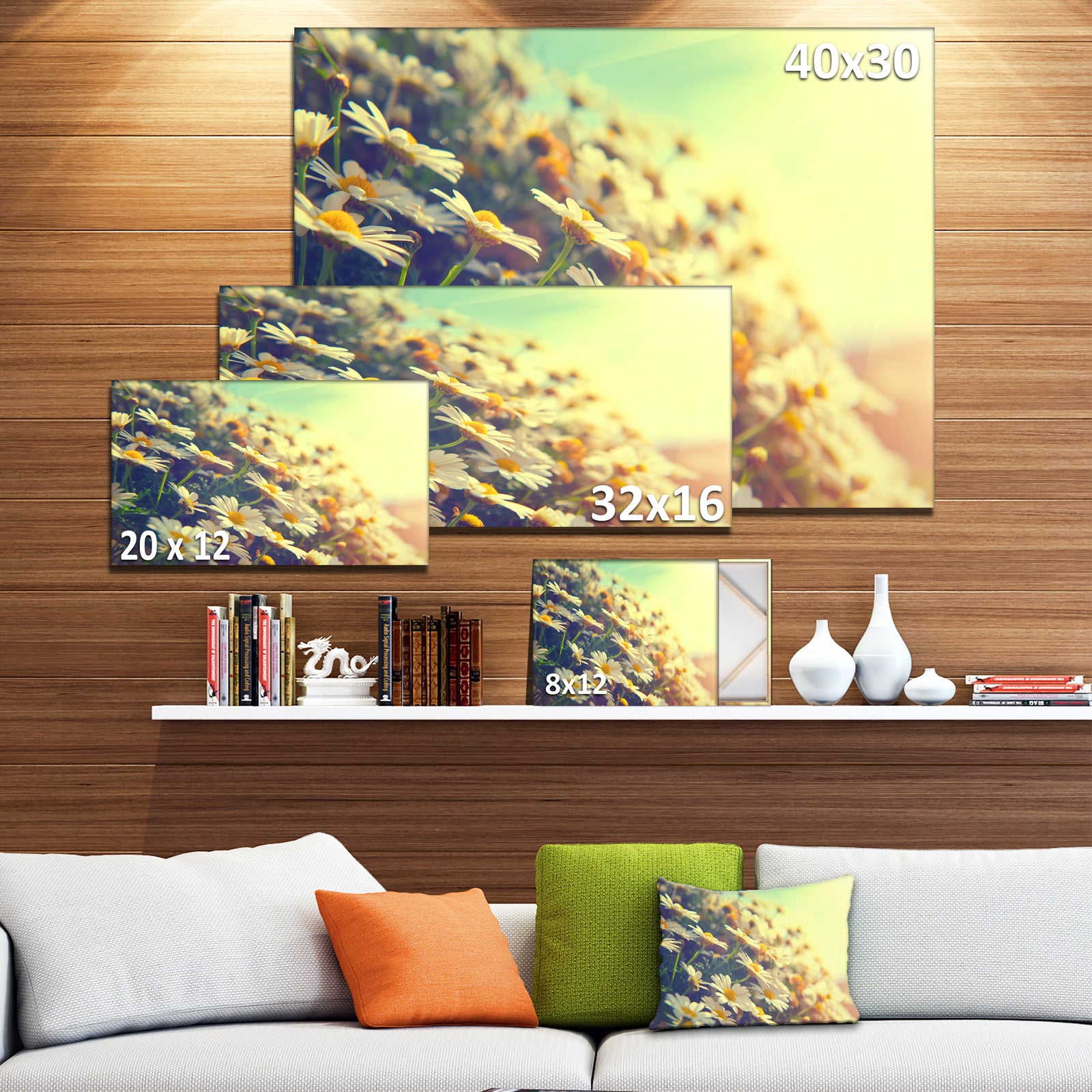 Nature with Blooming Chamomiles - Large Floral Wall Art Canvas