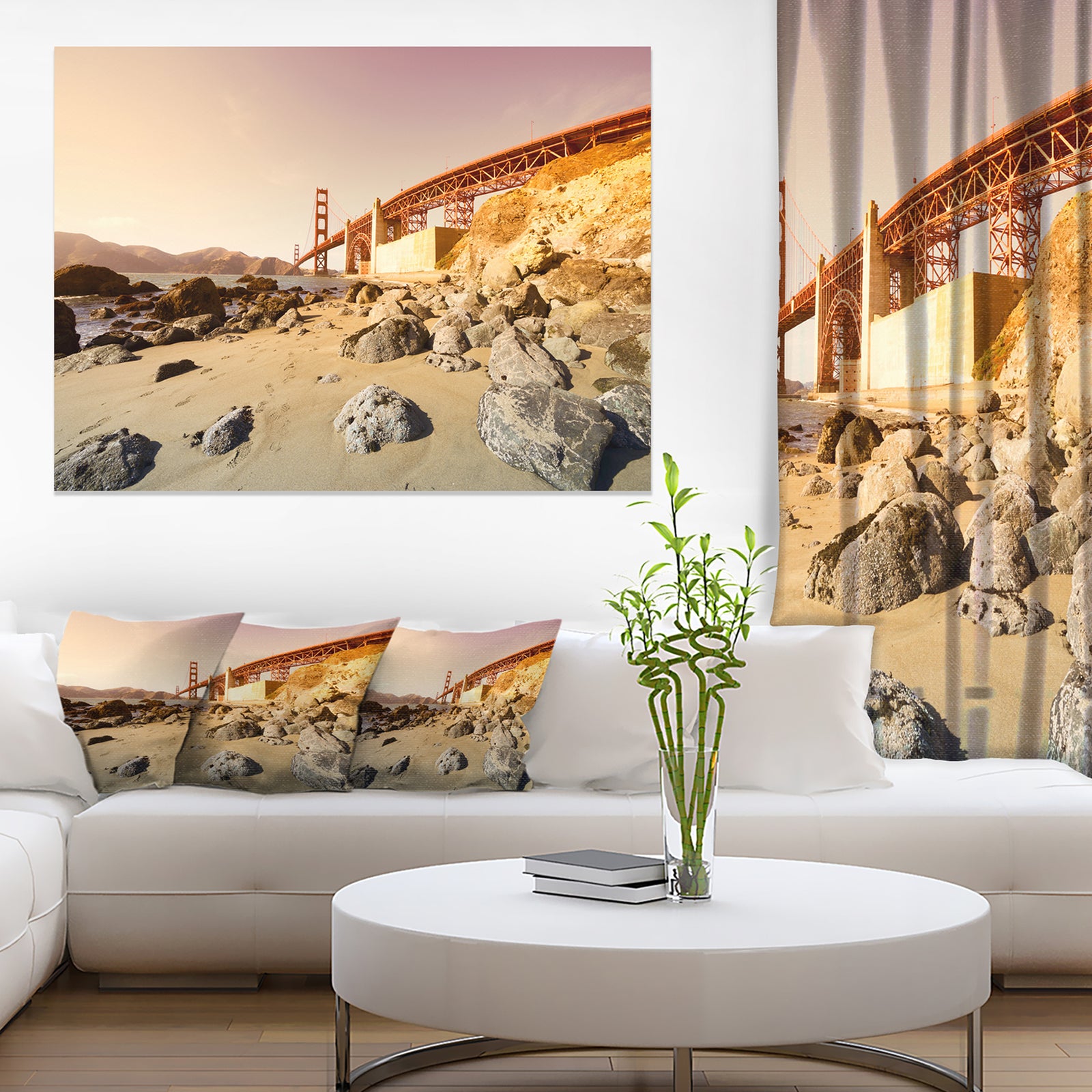 Golden Gate in Bright Day - Landscape Art Print Canvas