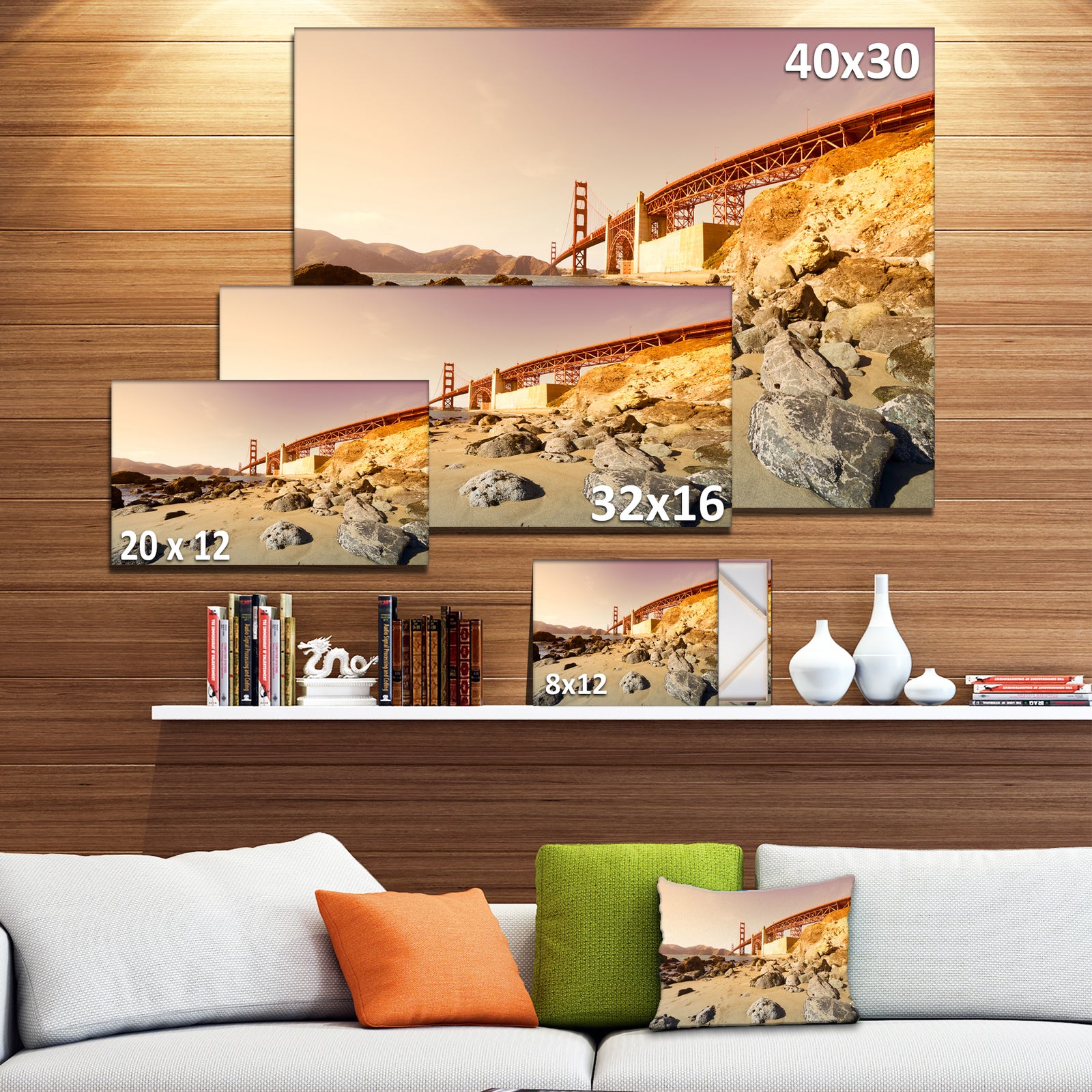 Golden Gate in Bright Day - Landscape Art Print Canvas
