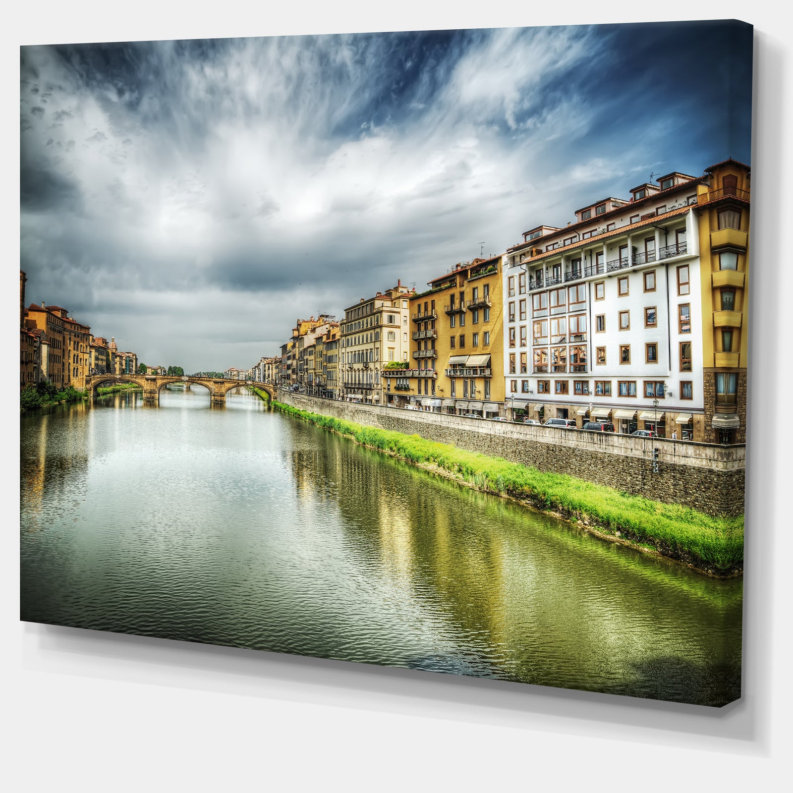 Arno River under Dramatic Sky - Cityscape Canvas print