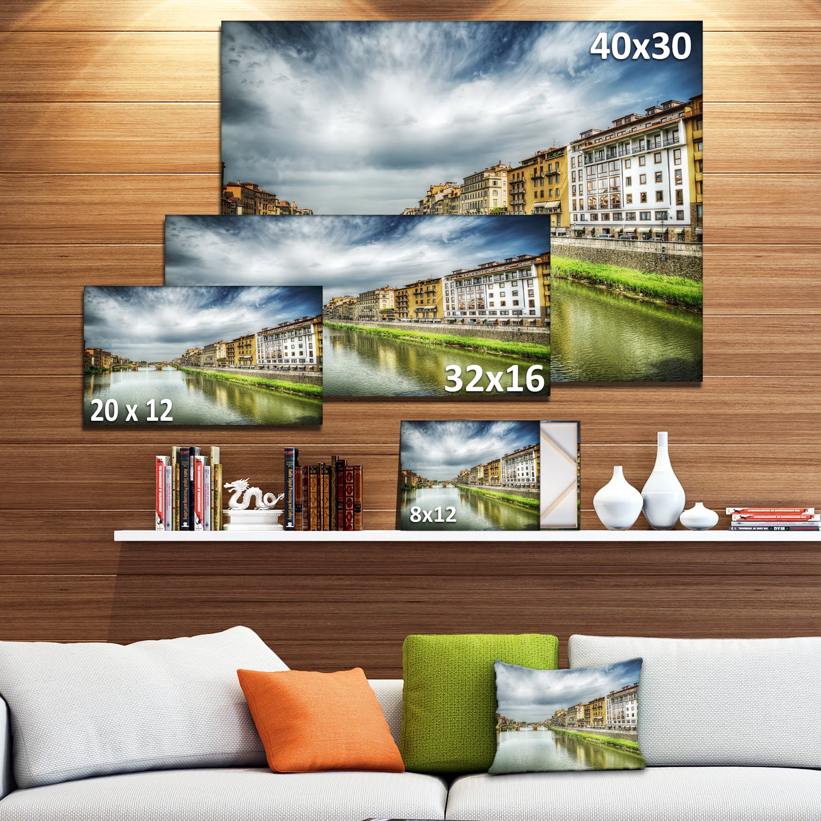 Arno River under Dramatic Sky - Cityscape Canvas print