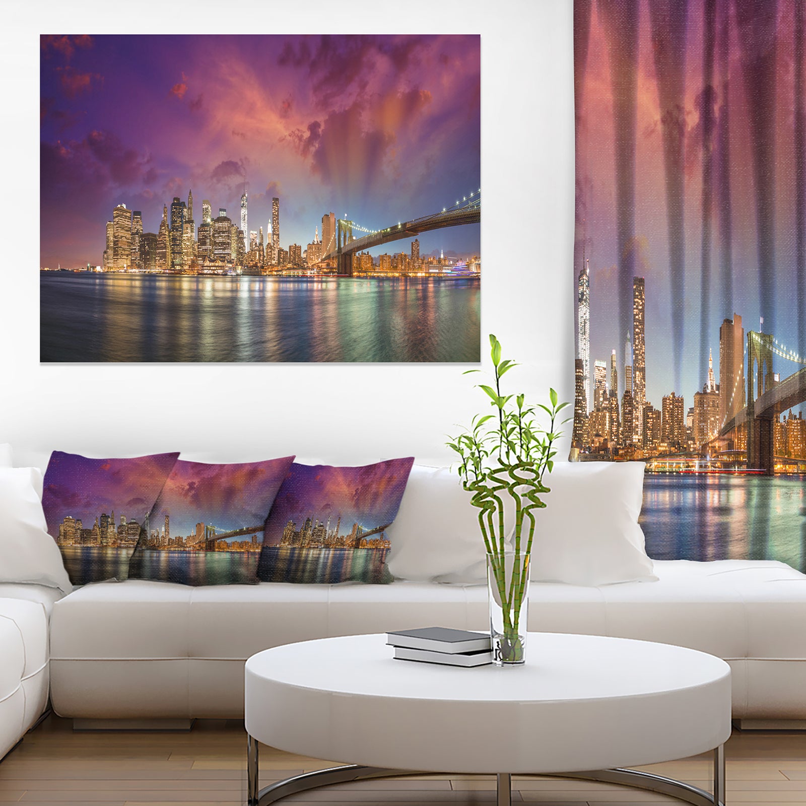 New York Manhattan Skyline with Clouds - Cityscape Canvas print
