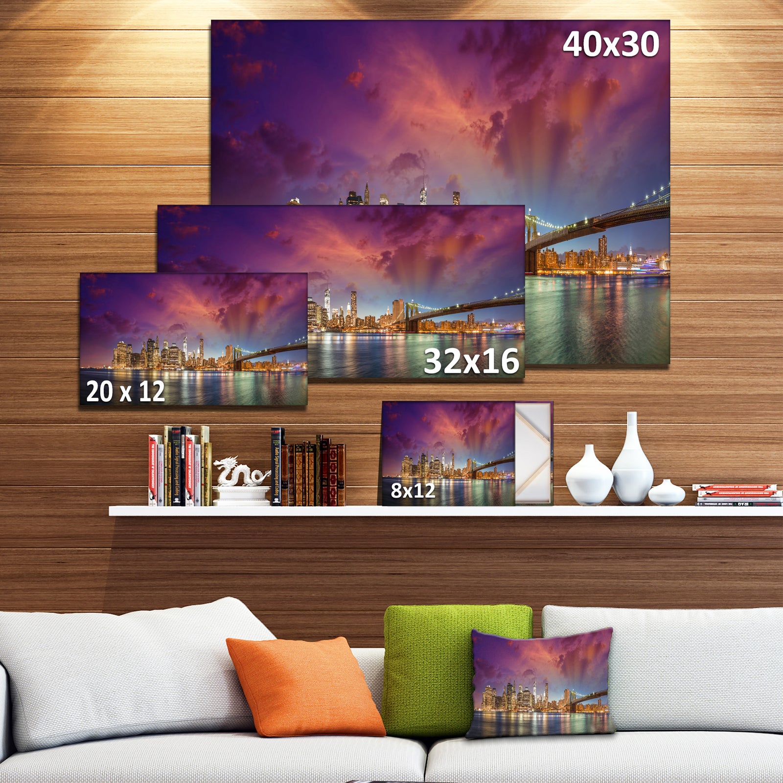 New York Manhattan Skyline with Clouds - Cityscape Canvas print
