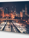 Dark Chicago Skyline and Railroad - Cityscape Canvas print