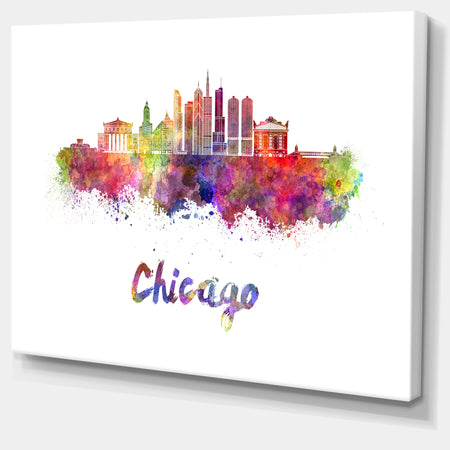 Colorful Chicago Skyline in Watercolor - Cityscape Canvas print