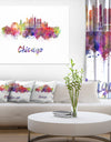 Colorful Chicago Skyline in Watercolor - Cityscape Canvas print