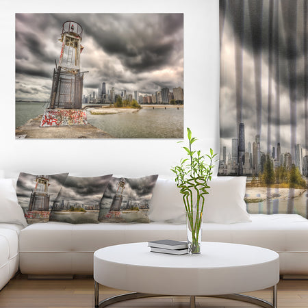 Lake Michigan Navigation Light - Cityscape Canvas print