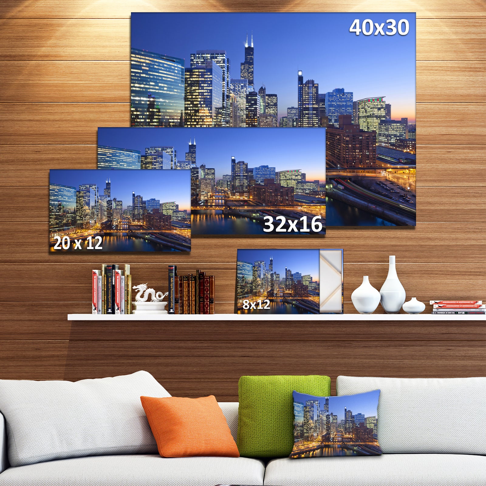 Chicago River with Bridges at Sunset - Cityscape Canvas print