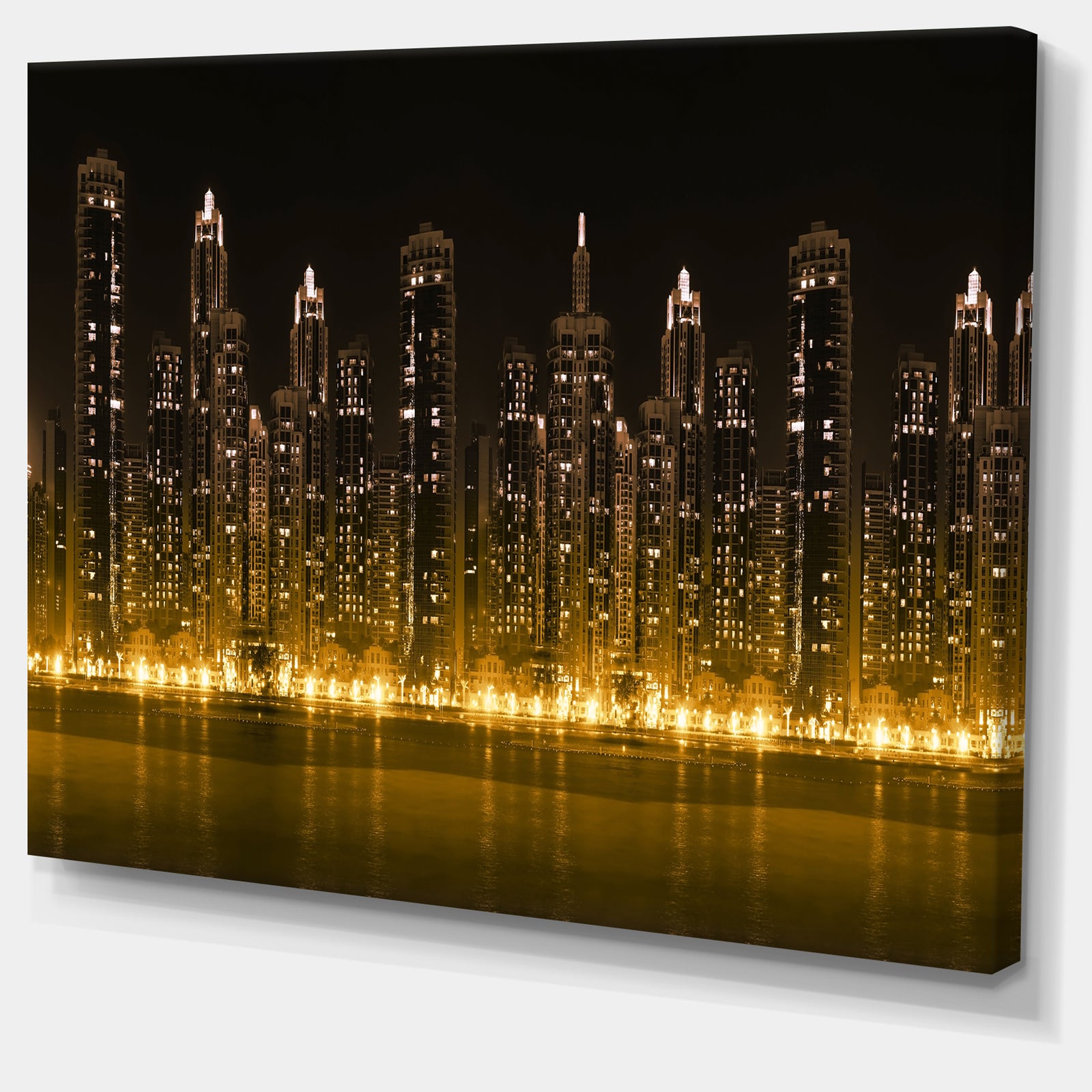 Modern City with Illuminated Skyscrapers - Cityscape Canvas print