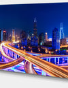 Interchange Overpass at Night Skyline - Cityscape Canvas print