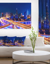 Interchange Overpass at Night Skyline - Cityscape Canvas print