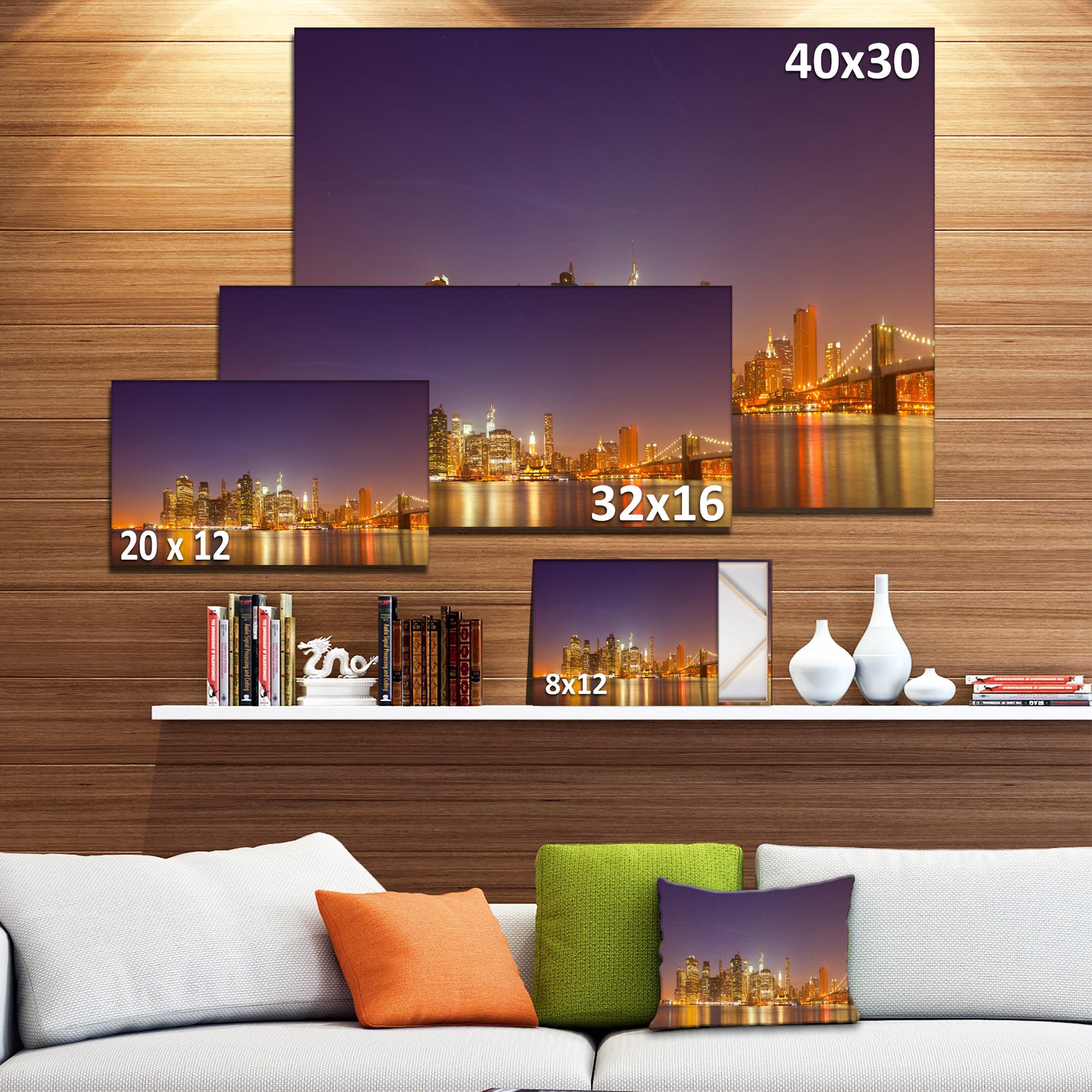Illuminated NYC Downtown Buildings - Cityscape Canvas print
