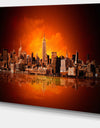 New York City Panorama in Red Light - Cityscape Canvas print