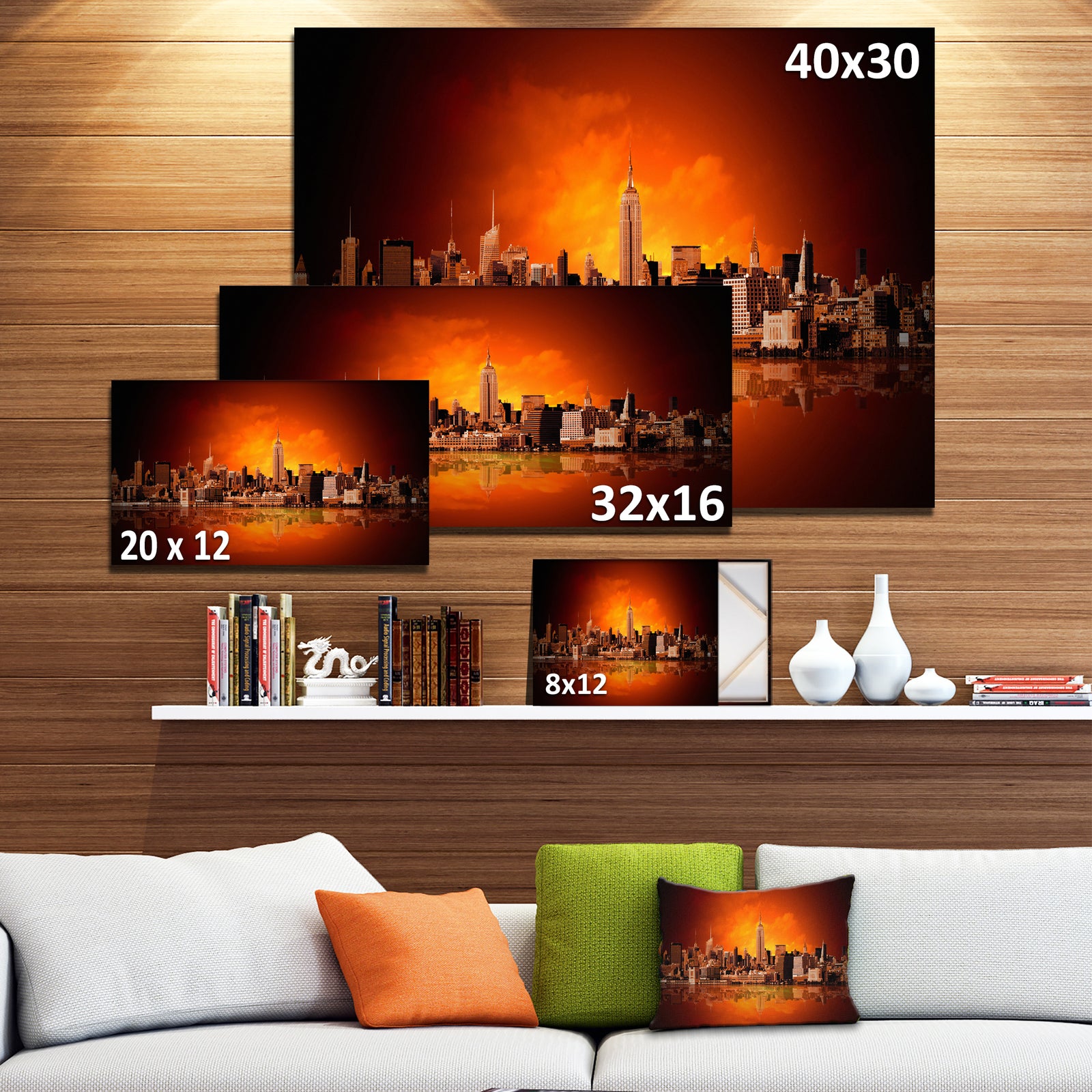 New York City Panorama in Red Light - Cityscape Canvas print