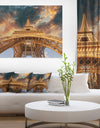 Paris Eiffel Tower in Paris with Sunset Colors - Cityscape Canvas print