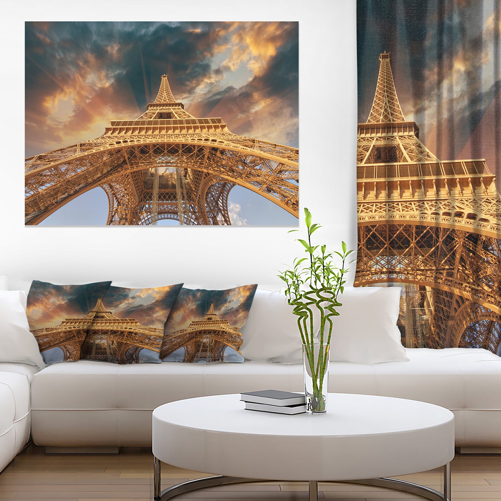 Paris Eiffel Tower in Paris with Sunset Colors - Cityscape Canvas print
