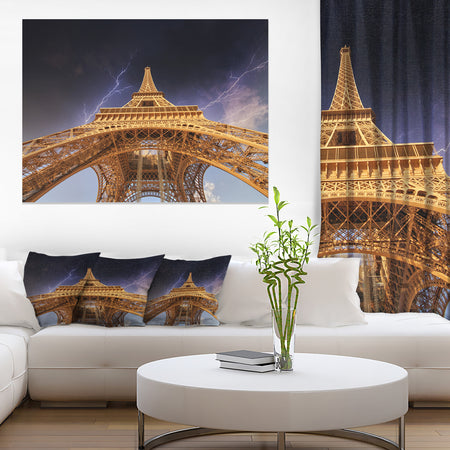 Storm above Paris Eiffel Tower in Paris - Cityscape Canvas print