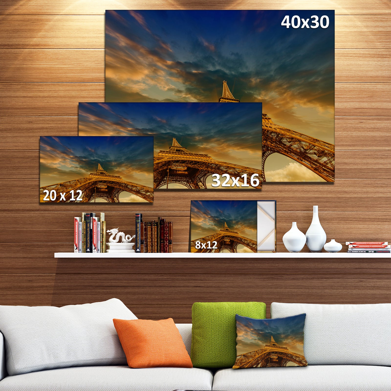 Dramatic Sky above Paris Eiffel Tower in Paris - Cityscape Canvas print