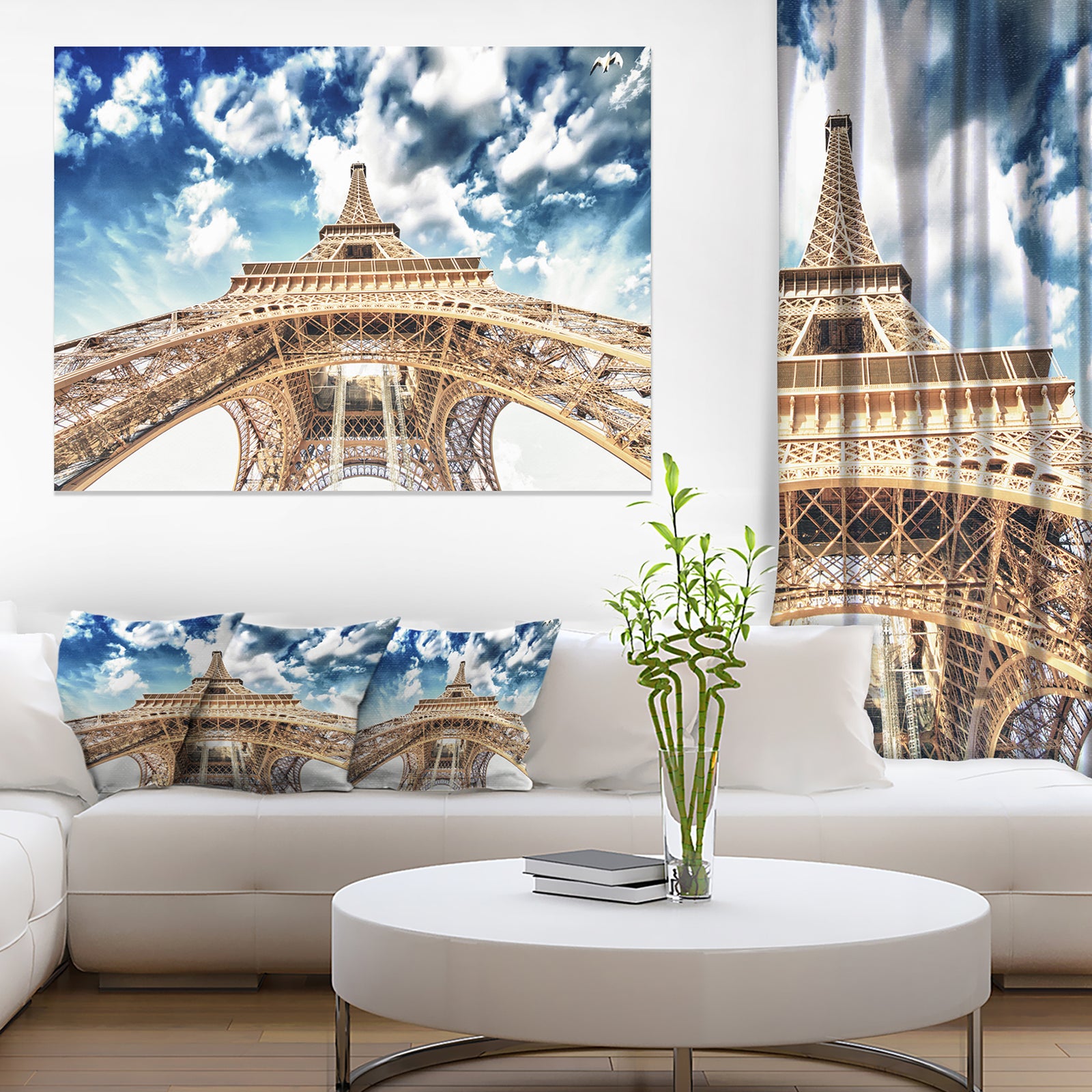 Beautiful view of Paris Eiffel Tower under Clouds - Cityscape Canvas print