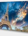Beautiful View of Paris Eiffel Tower under Fiery Sky - Cityscape Canvas print