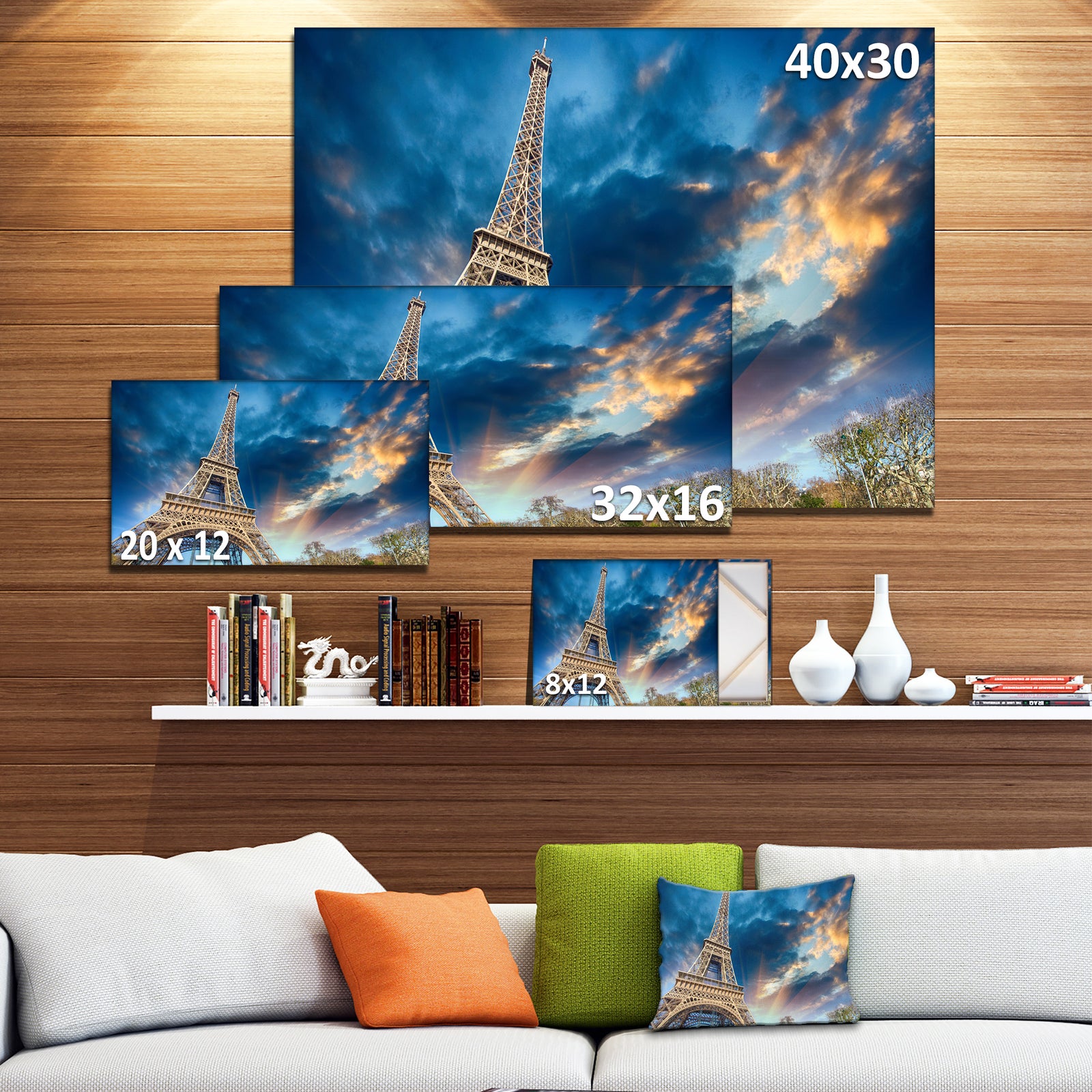 Beautiful View of Paris Eiffel Tower under Fiery Sky - Cityscape Canvas print