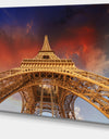 View of Paris Eiffel Tower under Red Sky - Cityscape Canvas print