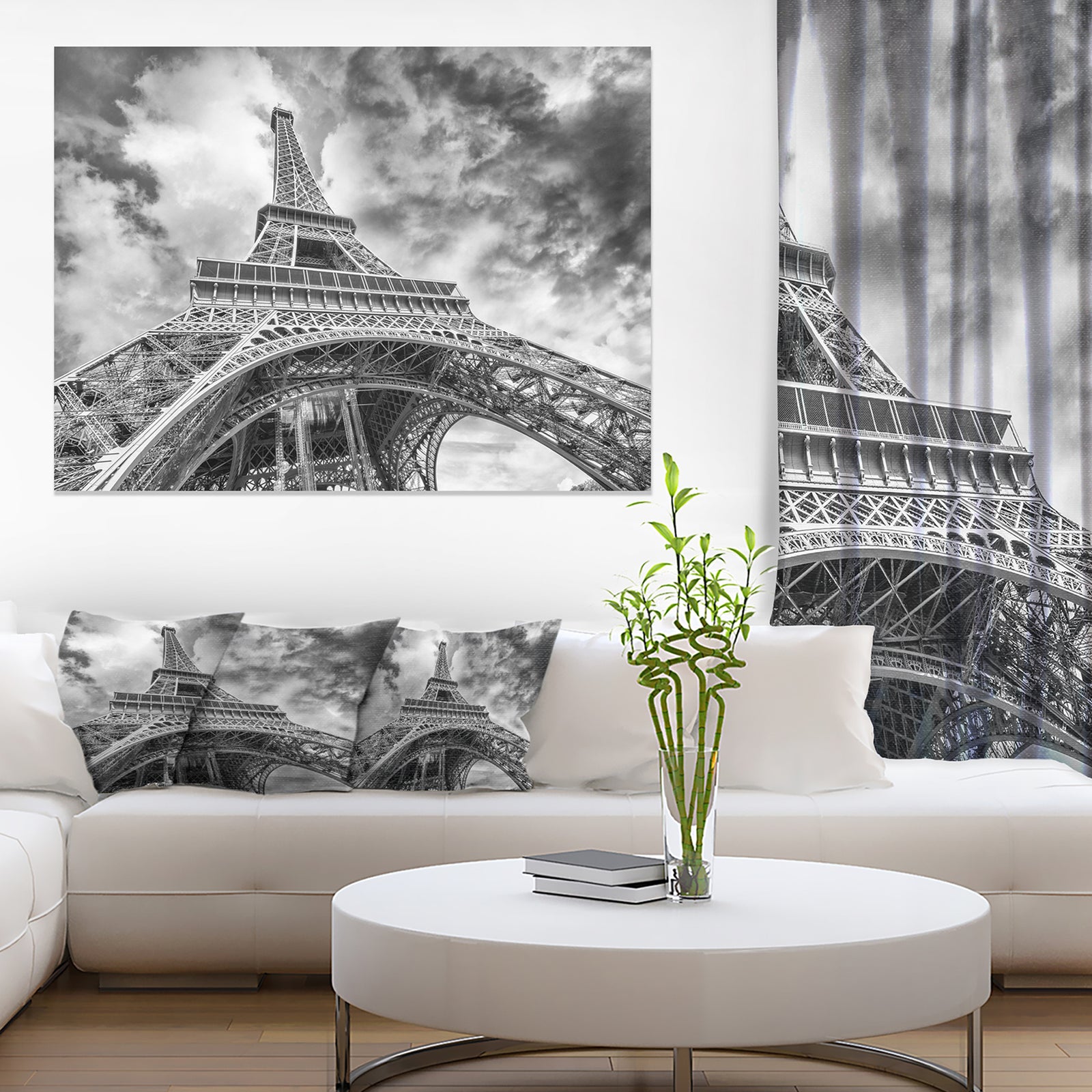 Black and White View of Paris Eiffel Tower - Cityscape Canvas print