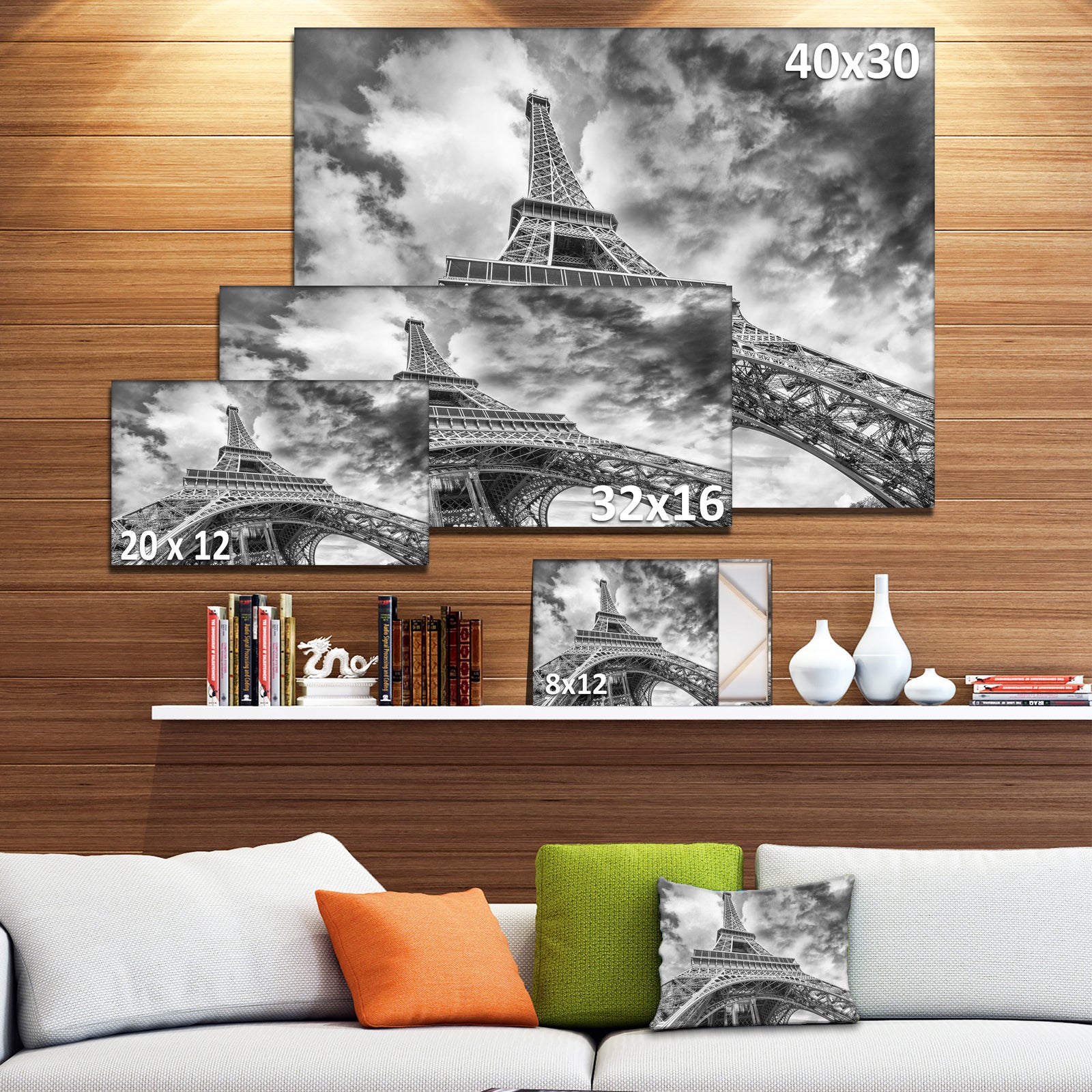 Black and White View of Paris Eiffel Tower - Cityscape Canvas print