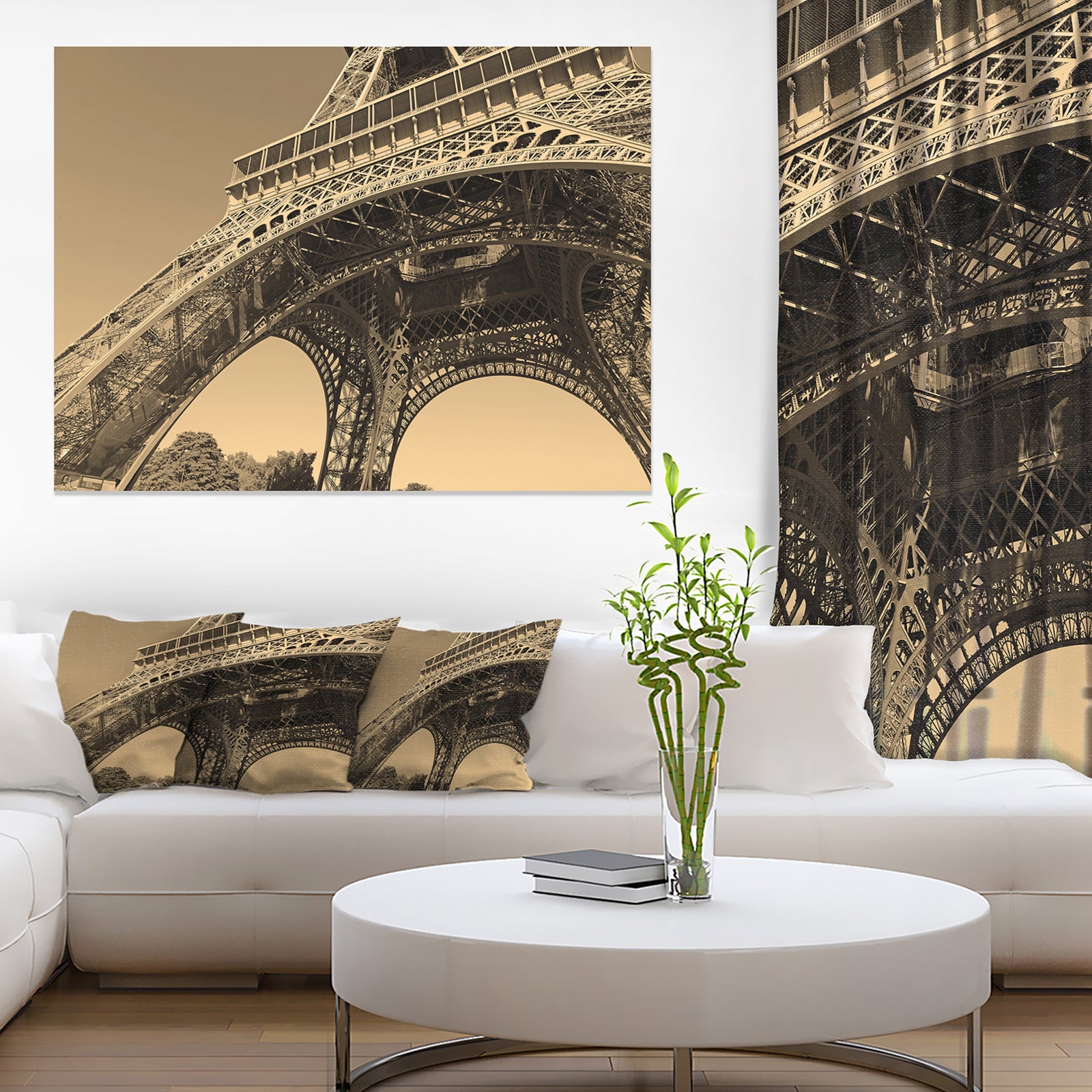 Iconic Paris Eiffel Tower Side View from Ground - Cityscape Canvas print