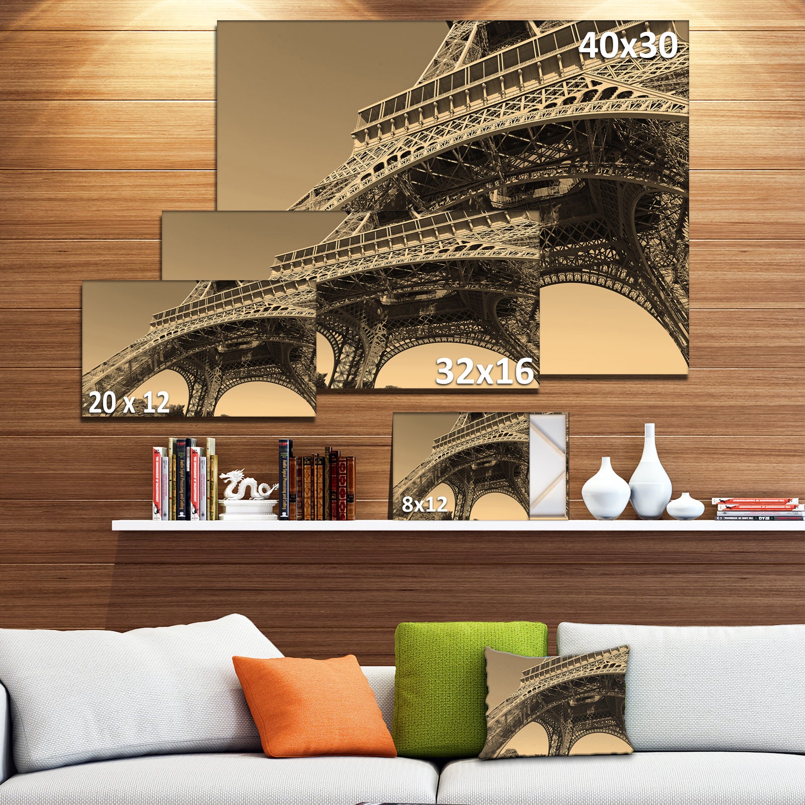 Iconic Paris Eiffel Tower Side View from Ground - Cityscape Canvas print