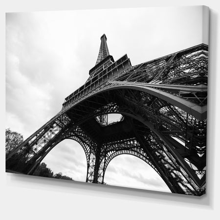 Paris Eiffel Tower in Black and White Side View Cityscape Canvas print