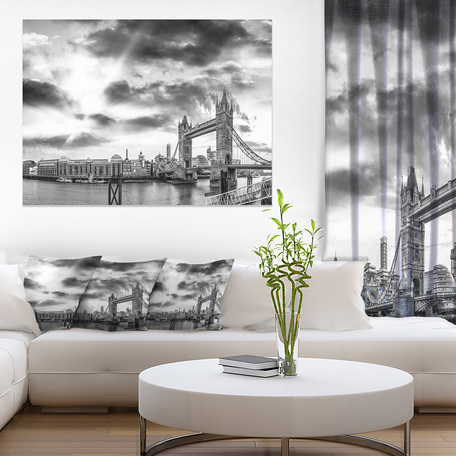 Black and White View of London Panorama - Cityscape Canvas print