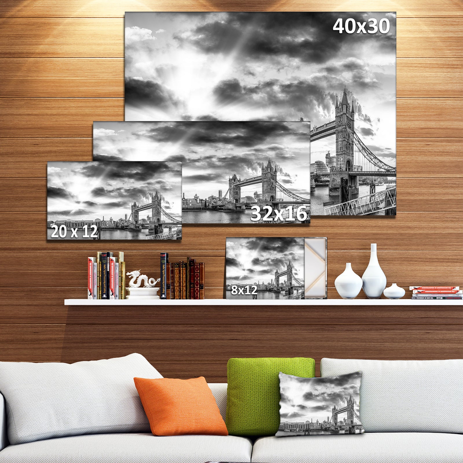 Black and White View of London Panorama - Cityscape Canvas print