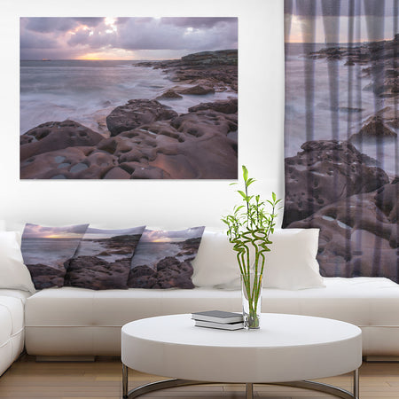 Dark Australian Seashore with Large Rocks - Large Seashore Canvas Print