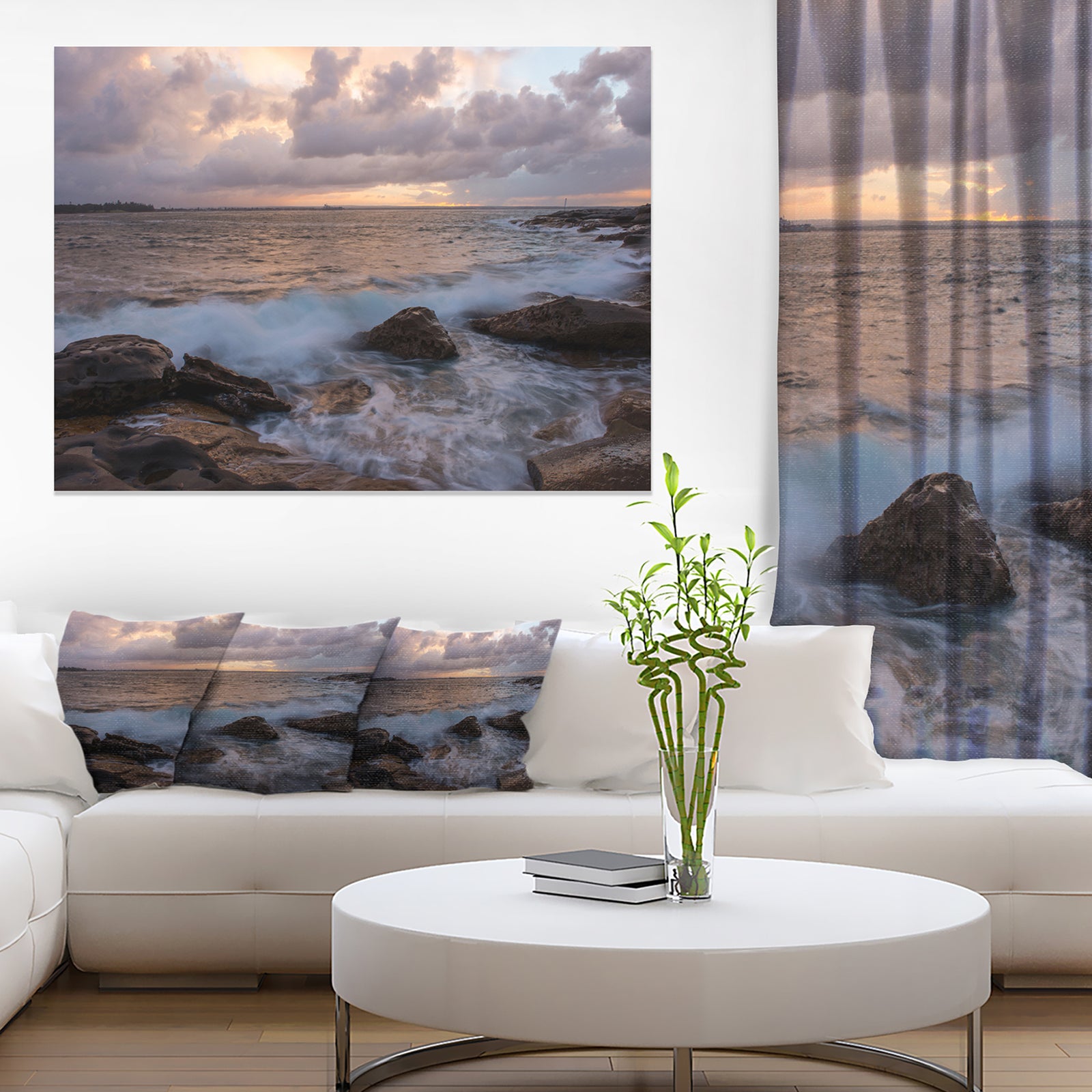 Cloudy Sky and Stormy Waves in Sydney - Large Seashore Canvas Print
