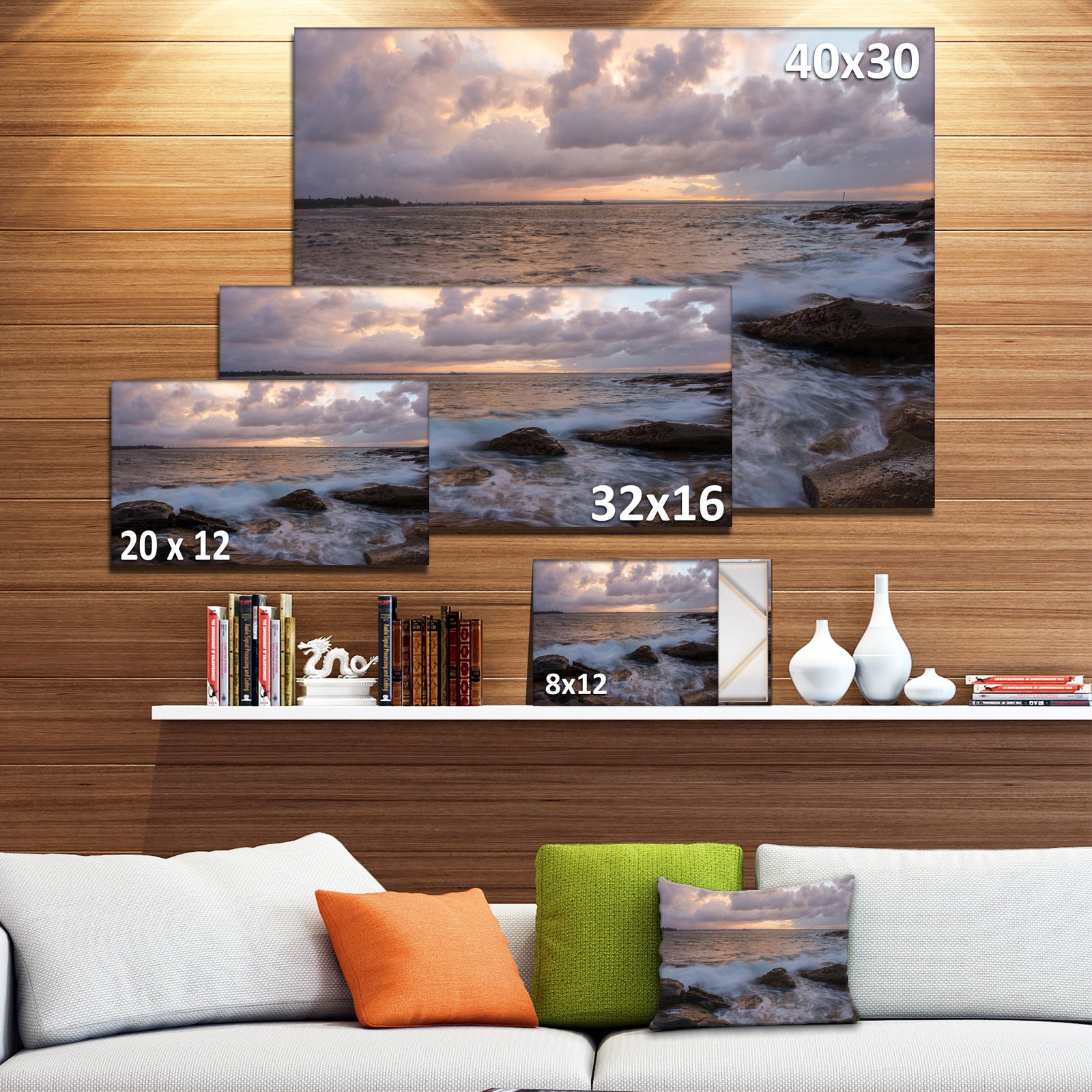Cloudy Sky and Stormy Waves in Sydney - Large Seashore Canvas Print