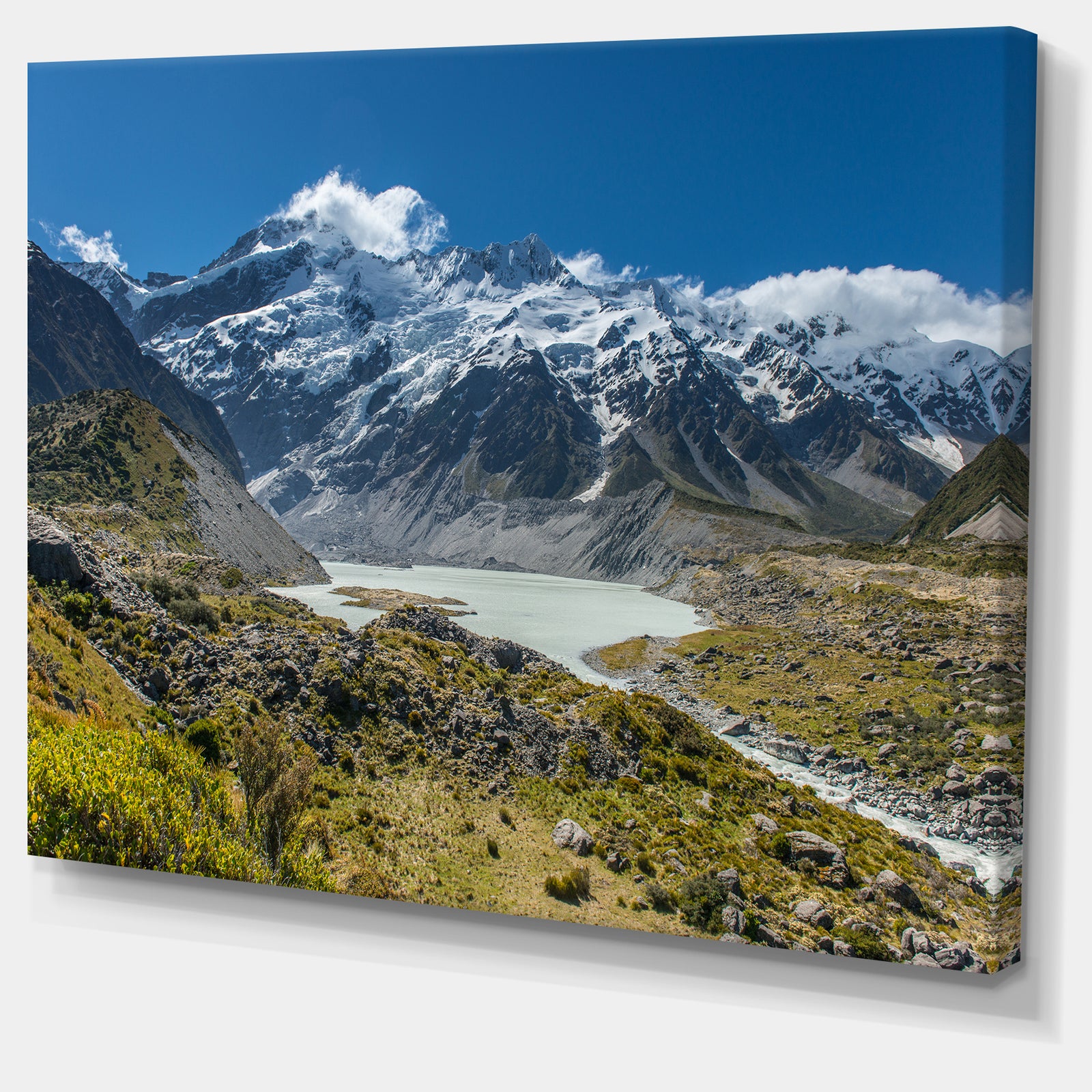 Green and White Mountains New Zealand - Landscape Art Print Canvas